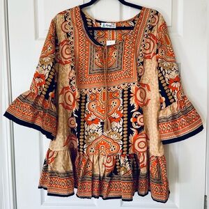 🌼 Lapagee | Boho Bell-Sleeve Top